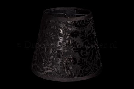 Klemkapje Flock zwart 14 cm - Lampenkappen voor kroonluchters