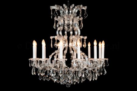 Louis Baroque kroonluchter 12 lichts (kristal/chroom) - Ø94x99cm - Kristallen kroonluchters