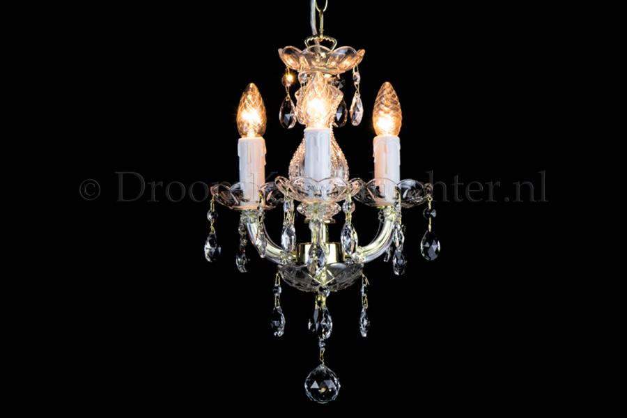 Crystal Chandelier Maria Theresa in gold 3 lights - Ø27cm 