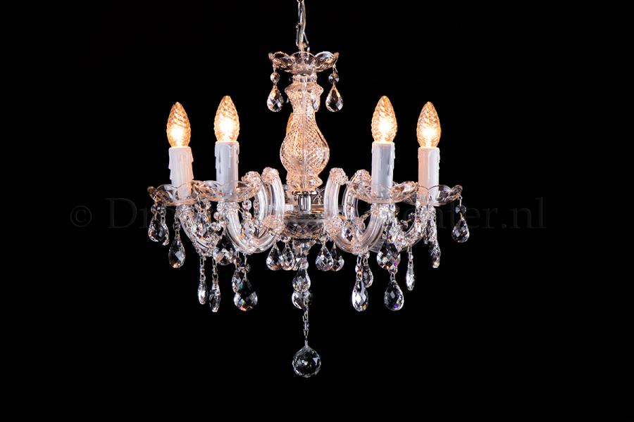 Crystal Chandelier Maria Theresa in chrome 5 lights - Ø45cm 