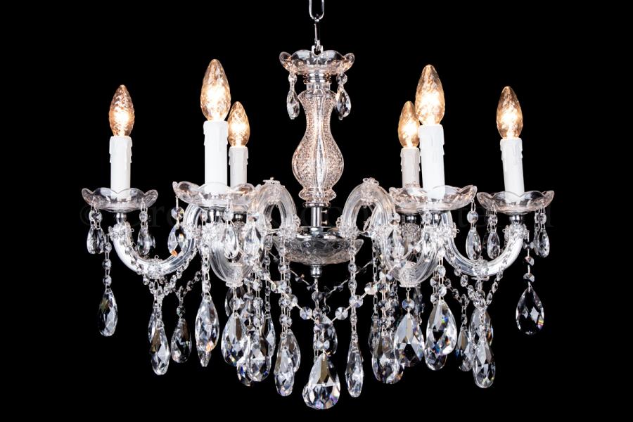 Crystal Chandelier Maria Theresa in chrome 6 lights - Ø60cm - Crystal chandeliers