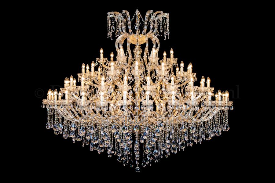 Kristallen kroonluchter Maria Theresa 77 lichts Breed model (kristal/goud) - Ø200cm - Kristallen kroonluchters