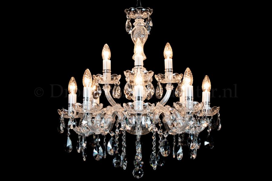 Deluxe Crystal Chandelier Maria Theresa in chrome 8+4 lights - Ø60cm (23.6 Inch) - Crystal chandeliers