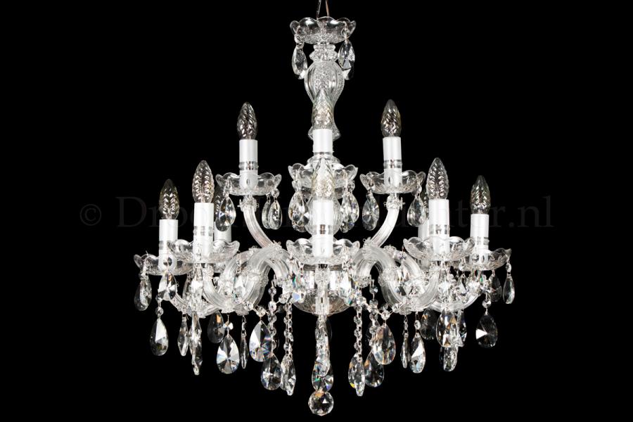 Deluxe Crystal Chandelier Maria Theresa in chrome 8+4 lights - Ø60cm (23.6 Inch) - Crystal chandeliers