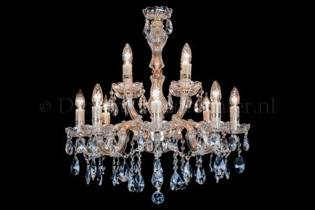 Deluxe Crystal Chandelier Maria Theresa in gold 8+4 lights - Ø60cm (23.6 Inch) - Crystal chandeliers