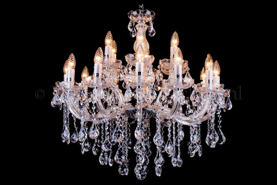 Deluxe Crystal Chandelier Maria Theresa in chrome 12+6 lights - Ø75cm - Crystal chandeliers
