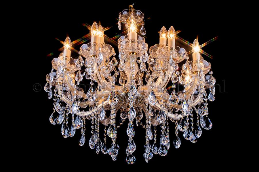 Deluxe Crystal Chandelier Maria Theresa in gold 12+6 lights - Ø75cm - Crystal chandeliers