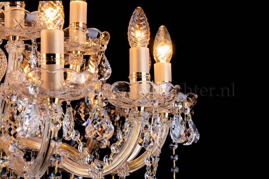 Deluxe Crystal Chandelier Maria Theresa in gold 12+6 lights - Ø75cm - Crystal chandeliers