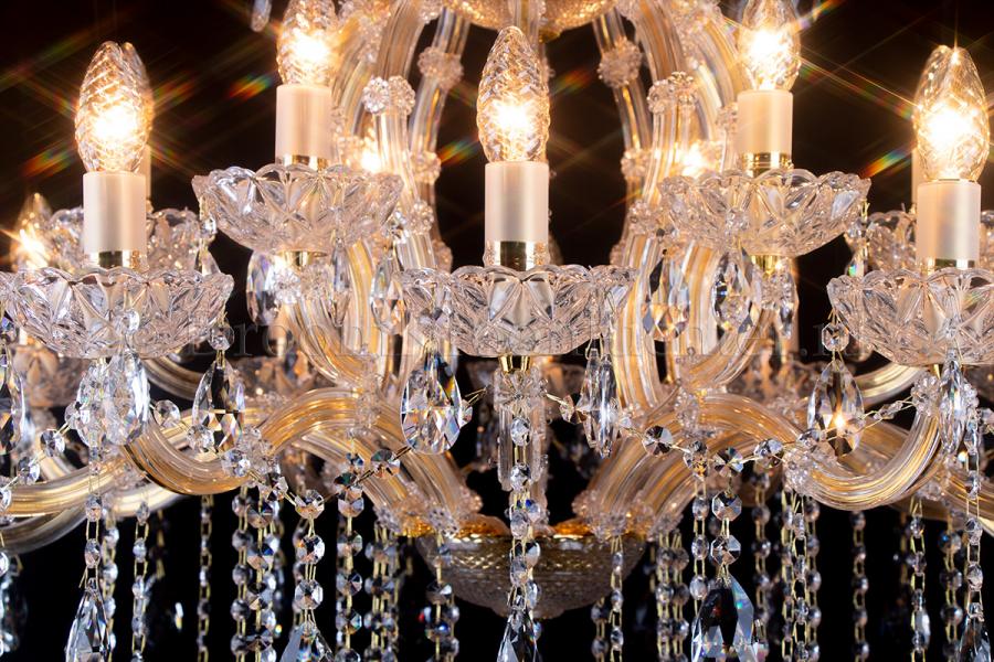 Deluxe Crystal Chandelier Maria Theresa in gold Oval 18 lights - 100cm x 80cm (39.4 x 31.5 Inch) - Crystal chandeliers