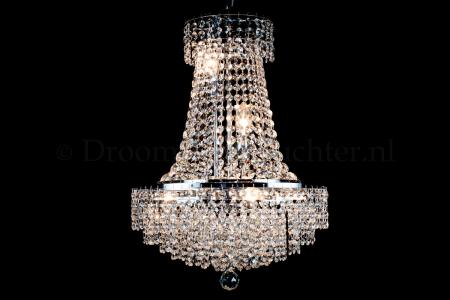 Empire chandelier crystal 6 lights chrome 15.7 inch (40cm)  - Livia - Crystal chandeliers