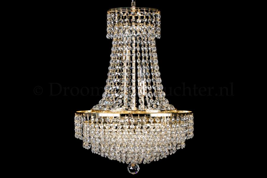 Empire chandelier crystal 6 lights gold 15.7 inch (40cm)  - Livia - Crystal chandeliers