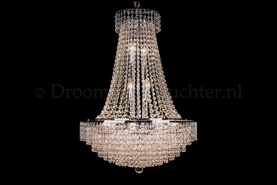 Empire chandelier crystal 15 lights chrome 23.6 inch (60cm)  - Livia