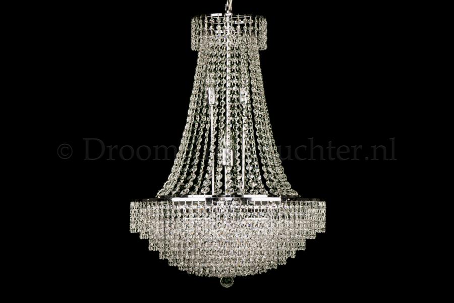 Empire chandelier crystal 15 lights chrome 23.6 inch (60cm)  - Livia - Crystal chandeliers