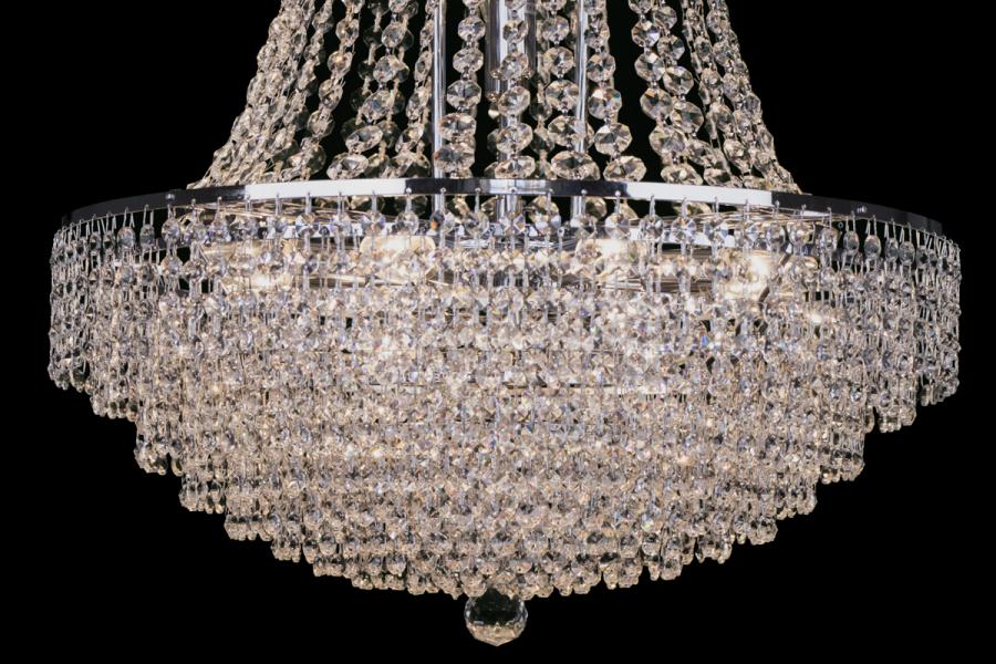 Empire chandelier crystal 15 lights chrome 23.6 inch (60cm)  - Livia - Crystal chandeliers