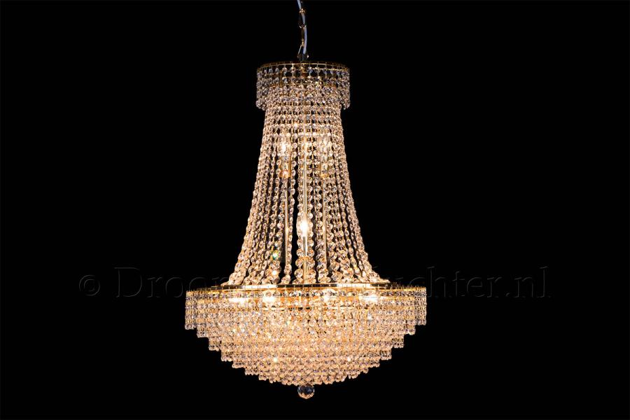 Empire chandelier crystal 15 lights gold 23.6 inch (60cm)  - Livia - Crystal chandeliers
