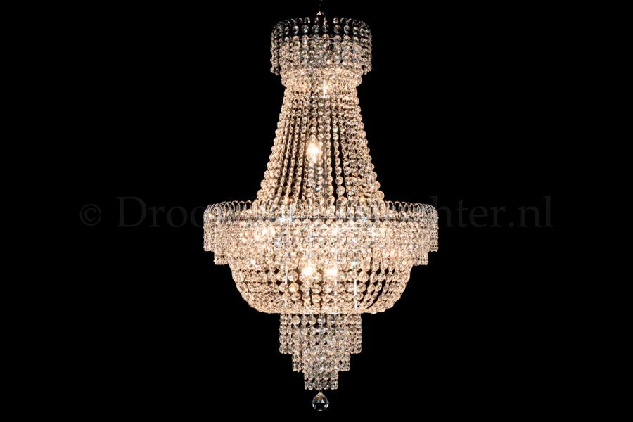 Empire chandelier crystal 23.6 Inch chrome - Salle - Crystal chandeliers