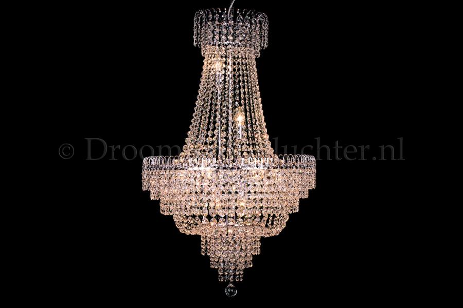 Empire chandelier crystal 23.6 Inch chrome - Salle