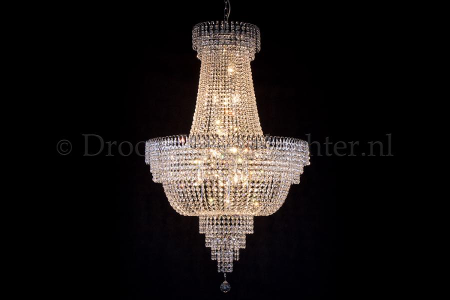 Empire chandelier 19 lights crystal 31.5 inch (80cm) chrome- Salle - Salle