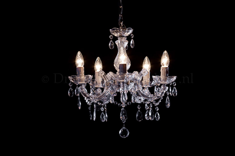 Chandelier Maria Theresa in chrome 5 lights - Ø45cm - Marie Therese chandeliers