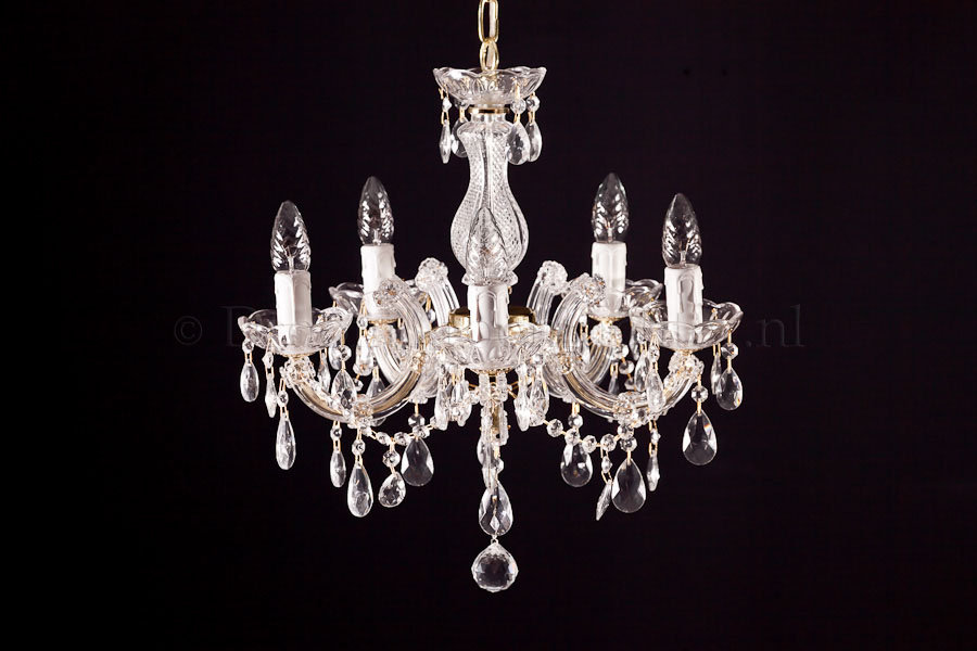 Chandelier Maria Theresa in gold 5 lights - Ø45cm - Marie Therese chandeliers