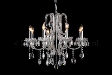 Chandelier 8 light 58cm crystal chrome - Crystal chandeliers