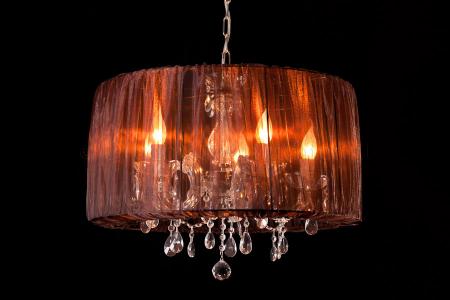 Chandelier Maria Theresa 5 light with Organza dark brown - Chandeliers with shade