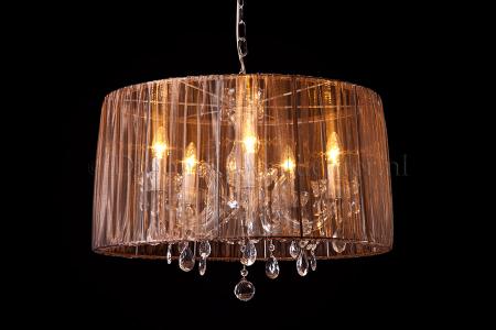 Chandelier Maria Theresa 5 light with Organza gold brown - Chandeliers with shade