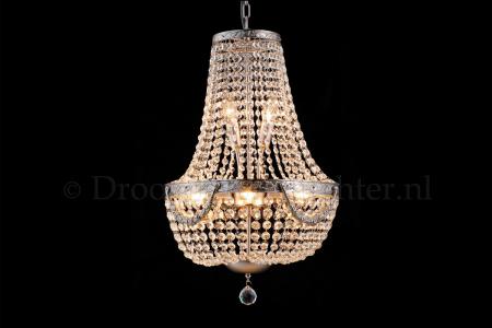 Empire chandelier Firmeno 6 light 40cm crystal silver - Crystal chandeliers