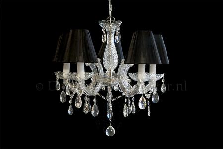 Chandelier Maria Theresa 5 light with double fabric black Organza shades - Chandeliers with shade